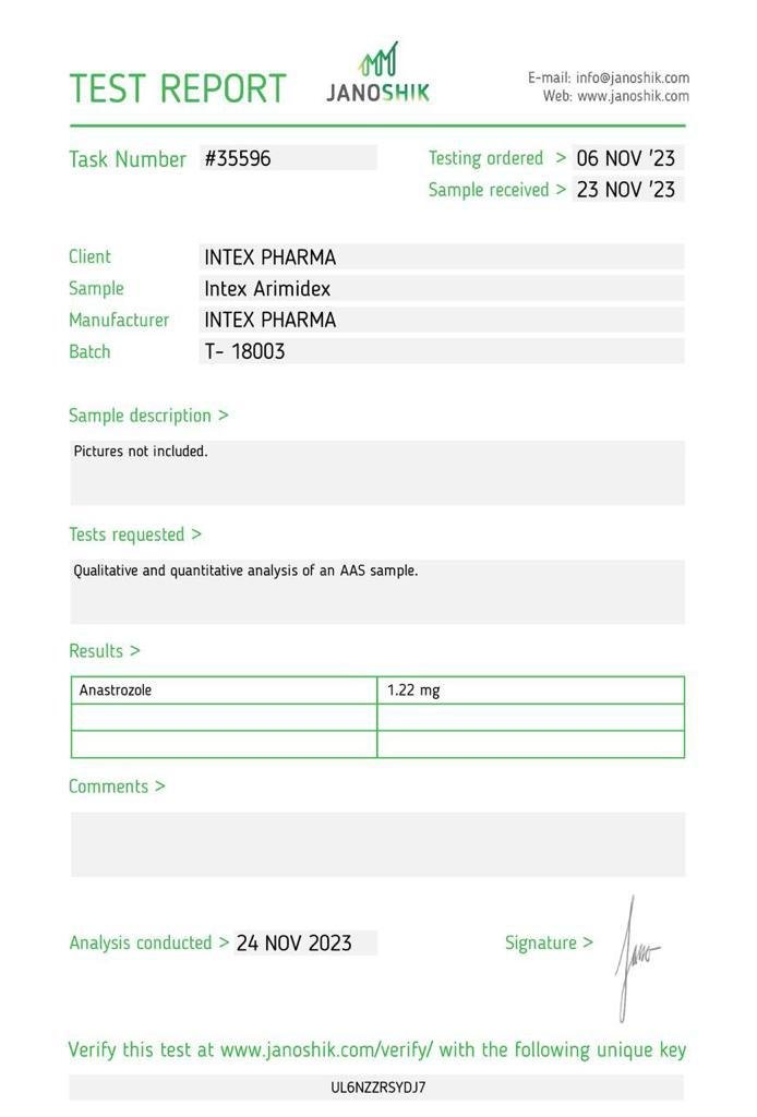 Intex Pharma Arimidex 1mg x 60 tabs (Anastrazole)1 - Image 2