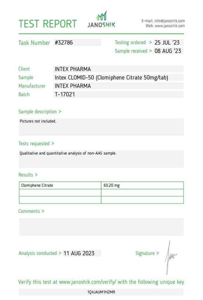Intex Pharma Clomid 50mg x 60 tabs - Image 2