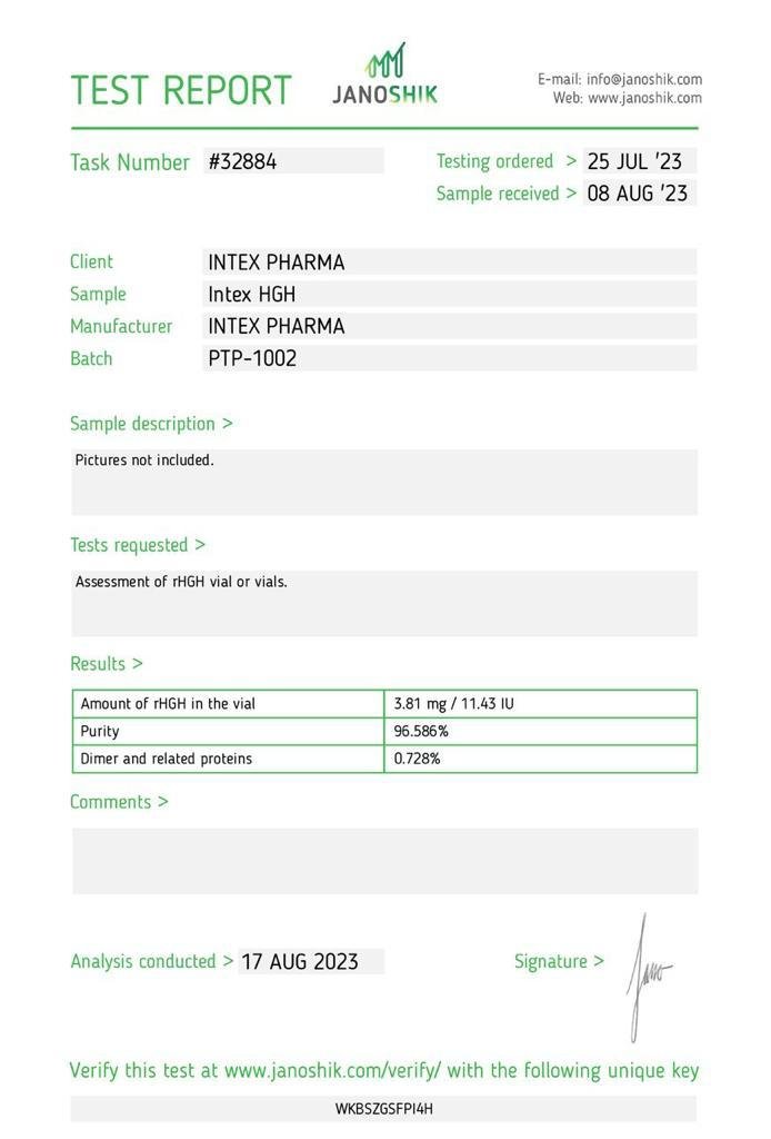 Intex Pharma (Human Growth Hormone) HGH 100IU 10 x 10ius vials - Image 2